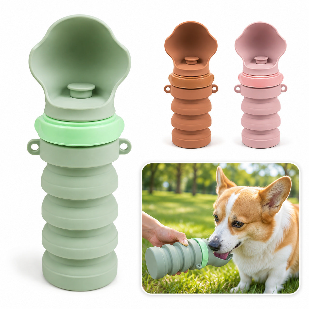 Collapsible Portable Dog Water Bottle with Drinking Cup