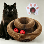 Corrugated Cardboard Cat Scratcher Bed with Interactive Bell Balls