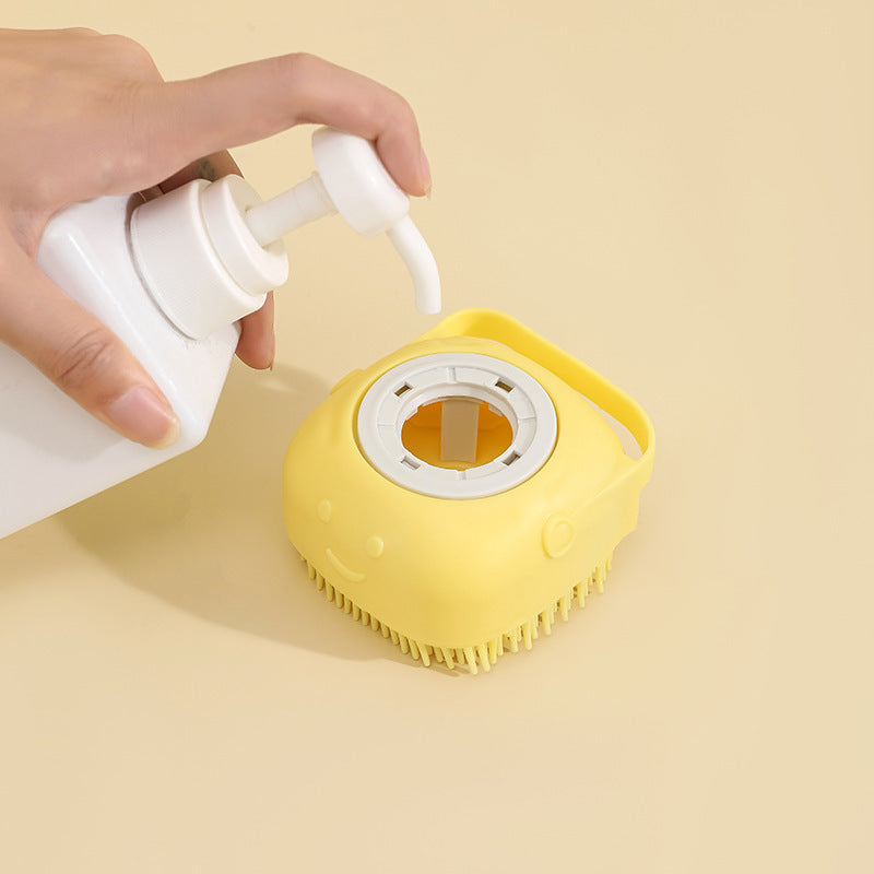 Refillable Pet Bath & Massage Brush with Shampoo Dispenser