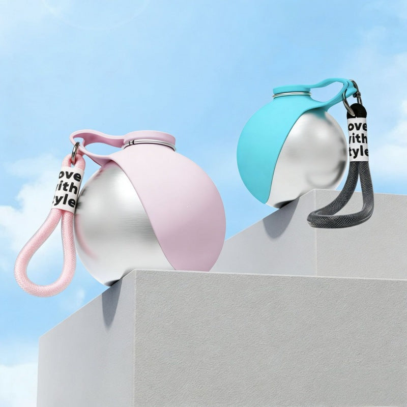 Portable Pet Travel Bowl with Cover & Carry Strap