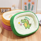 Cozy Cartoon Bolster Pet Bed for Cats & Small Dogs