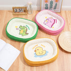 Cozy Cartoon Bolster Pet Bed for Cats & Small Dogs
