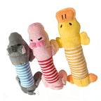 Striped Plush Animal Dog Toy for Chewing & Cuddling