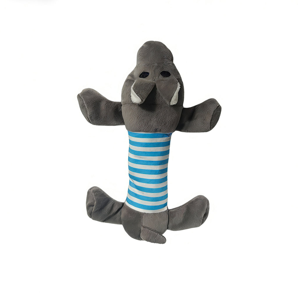 Striped Plush Animal Dog Toy for Chewing & Cuddling