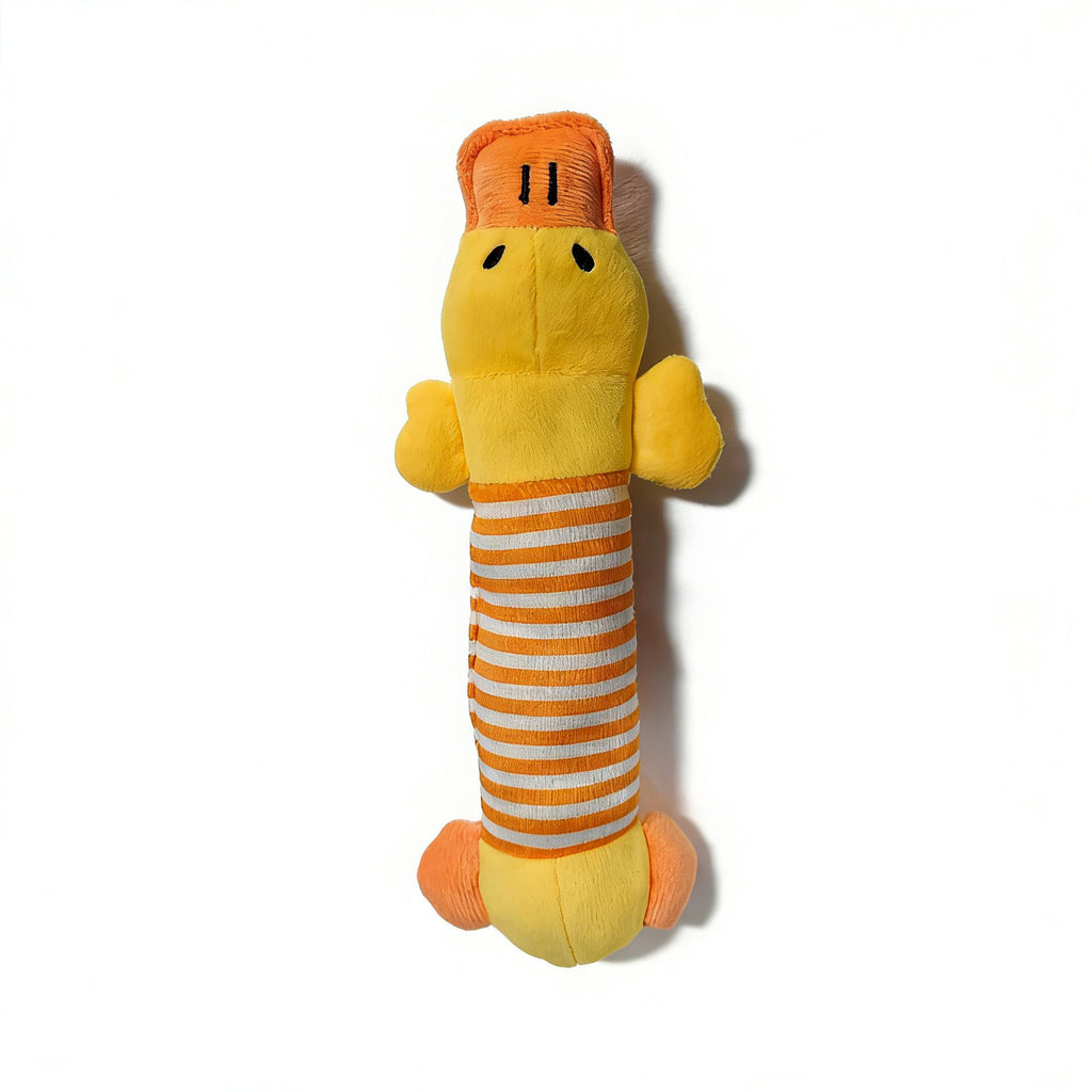 Striped Plush Animal Dog Toy for Chewing & Cuddling