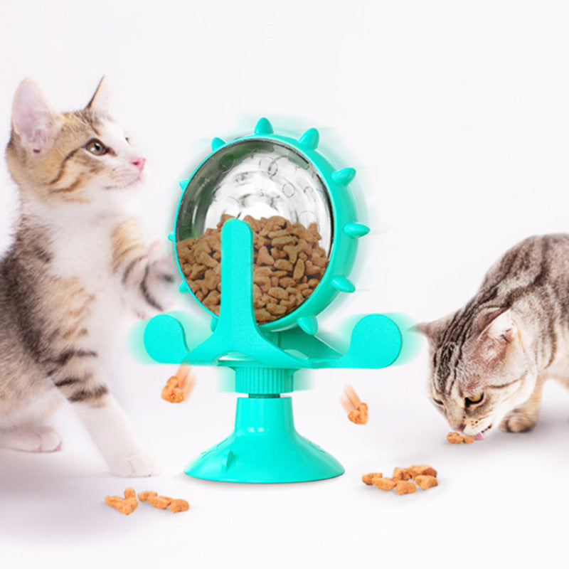 Interactive Cat Treat Dispenser Windmill Toy