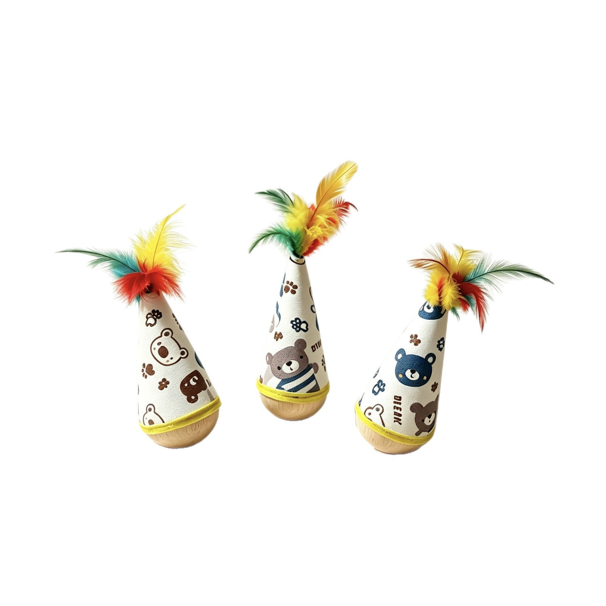 Interactive Wobble Feather Cat Toy with Self-Righting Base